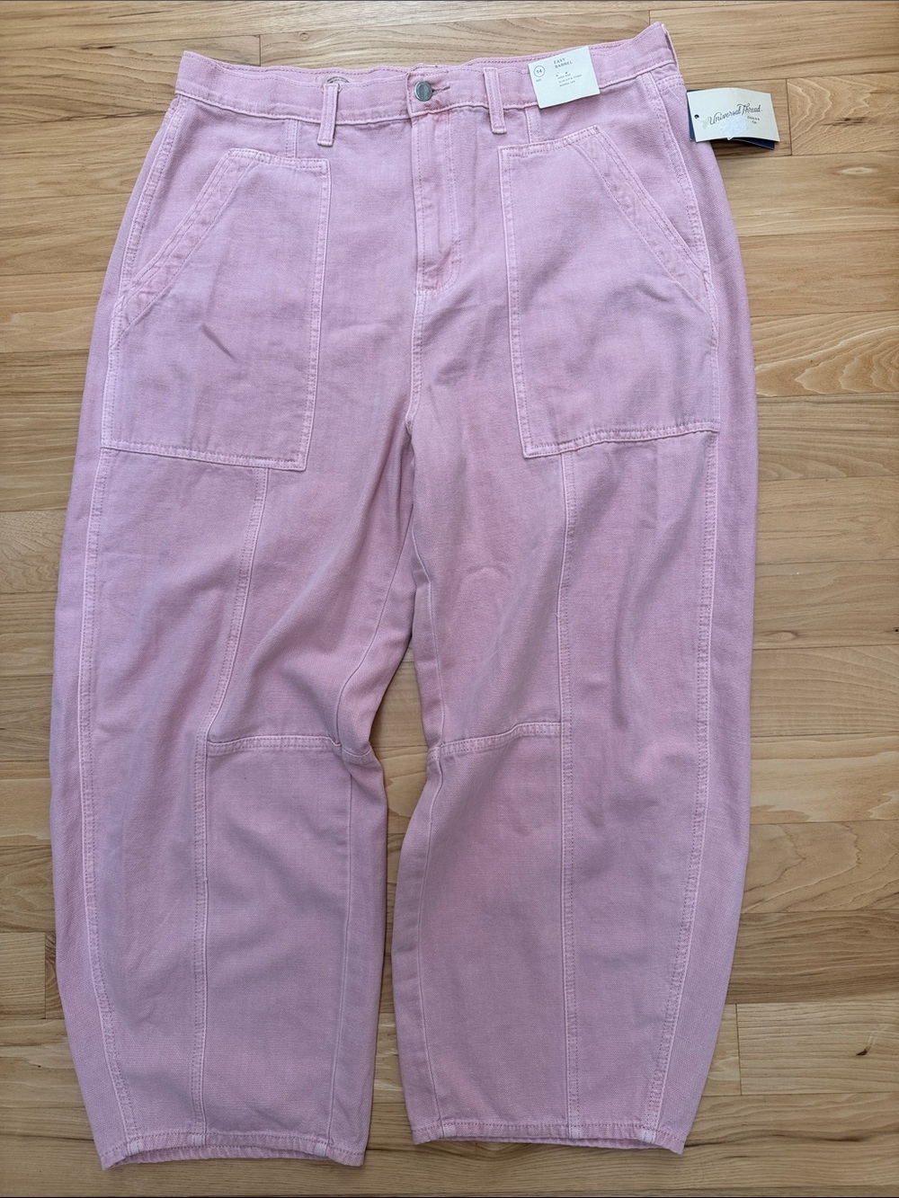Universal Thread High Rise Easy Barrel pink pants jeans 14 NWT 100% cotton